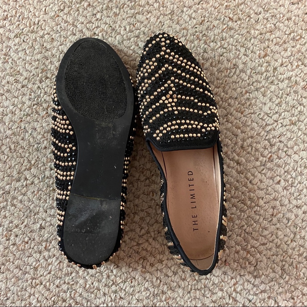The Limited Black and Gold Sparkly Flats